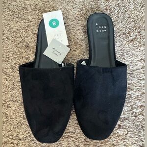 a new day Black Suede Slip-On Mules - Women's Size 8